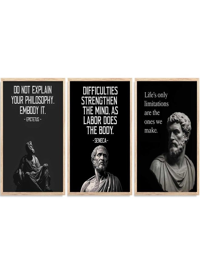 HOTHOUSE Philosophy Quotes Art Wall Framed Posters | Aesthetic Motivational Framed Poster for Living Room Bedroom Office Wall Decor Set Of 3 (13X17 inch) - Image 3
