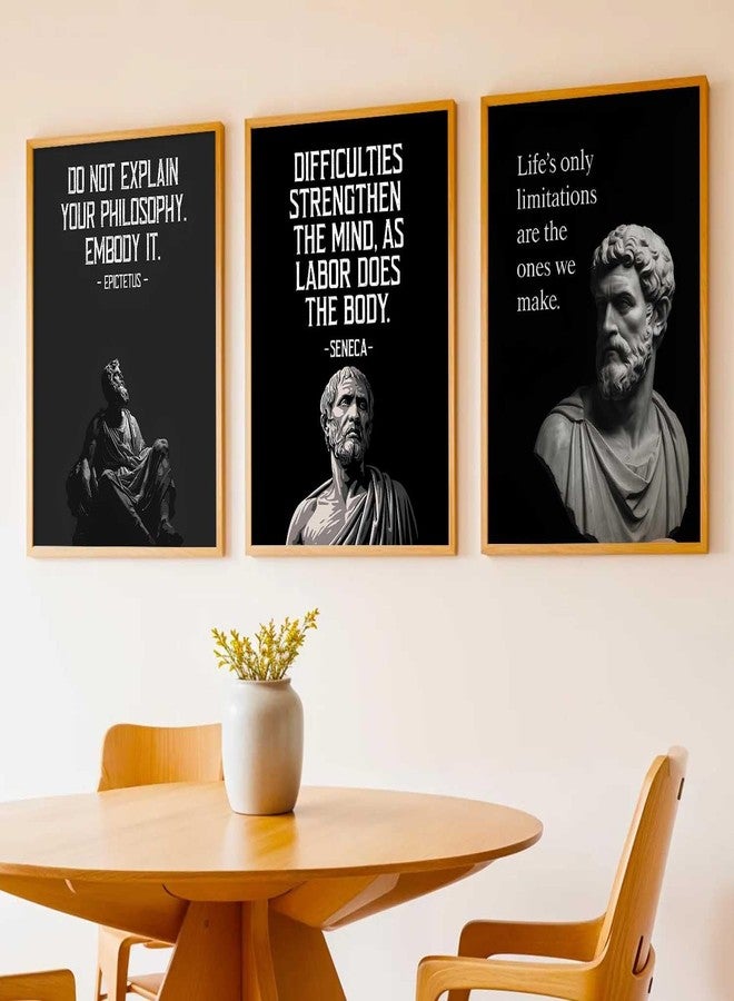 HOTHOUSE Philosophy Quotes Art Wall Framed Posters | Aesthetic Motivational Framed Poster for Living Room Bedroom Office Wall Decor Set Of 3 (13X17 inch) - Image 1