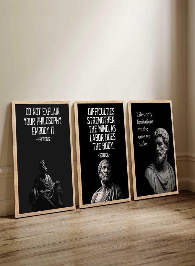 HOTHOUSE Philosophy Quotes Art Wall Framed Posters | Aesthetic Motivational Framed Poster for Living Room Bedroom Office Wall Decor Set Of 3 (13X17 inch) - Image 4