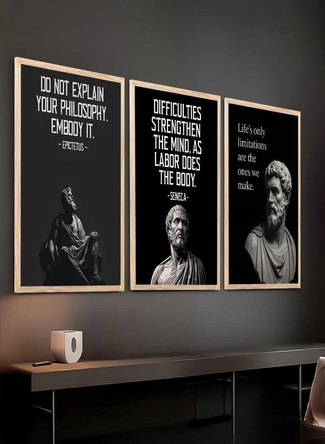 HOTHOUSE Philosophy Quotes Art Wall Framed Posters | Aesthetic Motivational Framed Poster for Living Room Bedroom Office Wall Decor Set Of 3 (13X17 inch) - Image 5