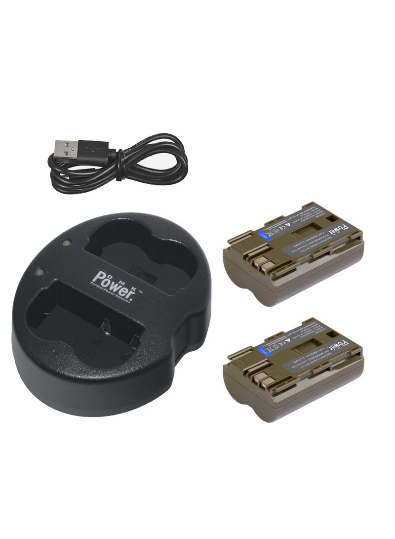 DMK Power DMK Power 2 Pack BP-511 1560mAh Batteries with Dual Slot USB Charger Compatible with Canon EOS 5D 50D 40D 20D 30D 10D Digital Rebel 1D D60 300D D30 G5 Pro 1 G2 G3 G6 G1 Pro90 is Optura 20 200MC 100MC - Image 1