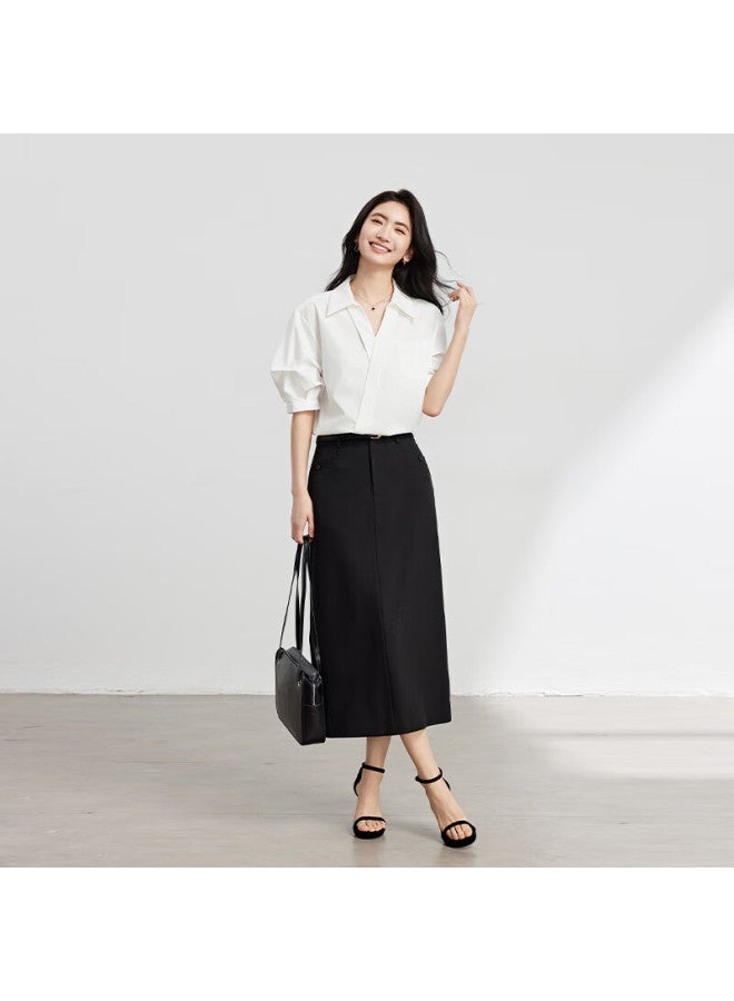 Lady Bird Miss Bird Blue Stylish Light Luxury V-neck Shirt Women Summer Commuting Daily Short Sleeve Top Professional Pee Interview Shirt - Image 5