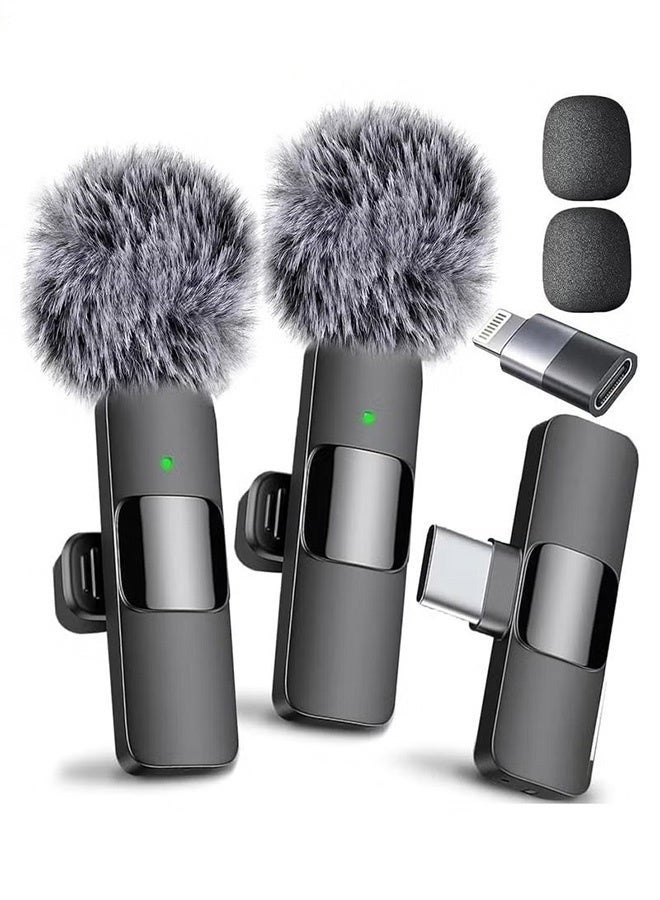 Bukela Wireless Lavalier Microphone Compatible with iPhone/iPad/Android Phone/Laptop, Plug-Play Lapel Clip-On Mic with Noise Reduction for Video Recording/Live Steam/Interview/TikTok/YouTube(2 Mics) - Image 1