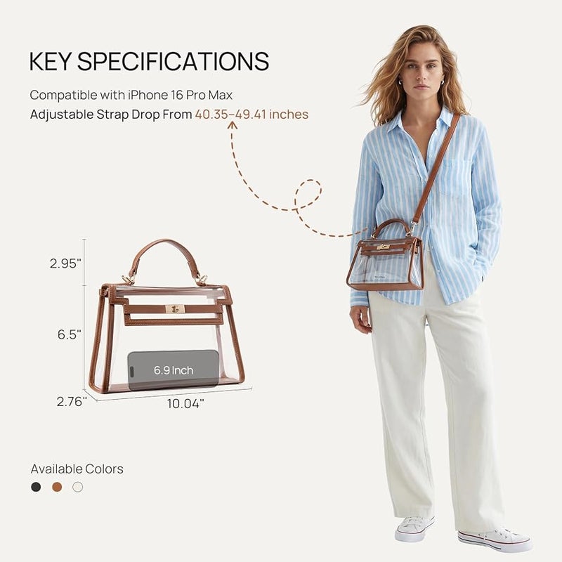 Telena Clear Bag for Stadium Events PVC Transparent Crossbody Purse for Women with Adjustable Strap for Concerts Game Day - Image 3