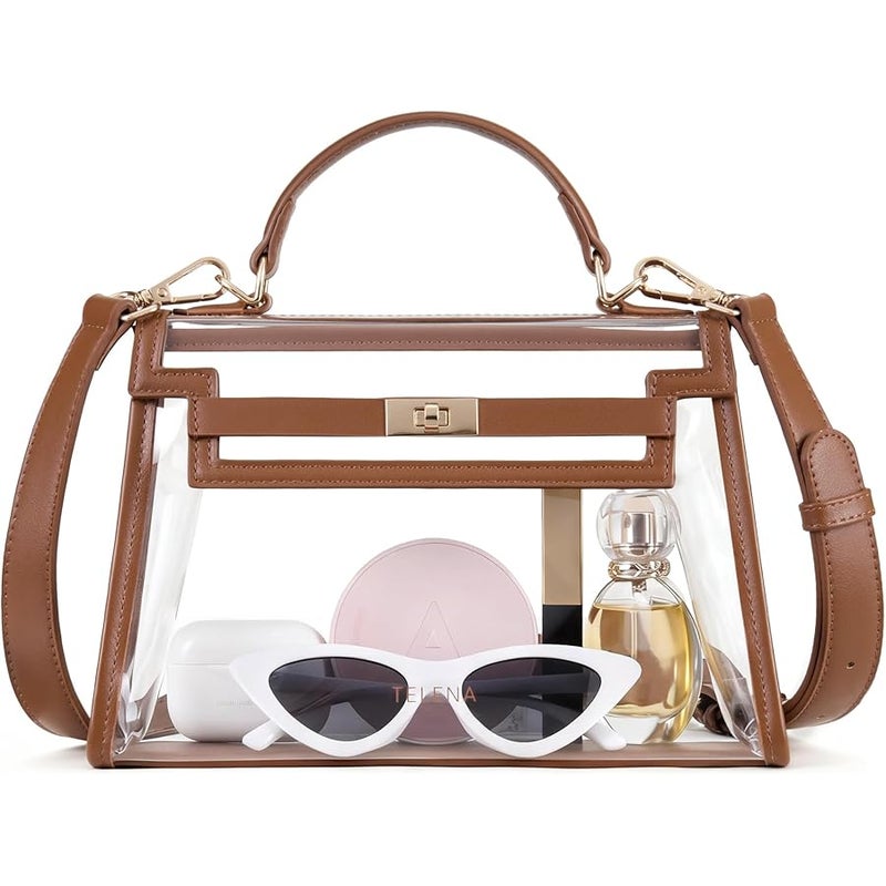 Telena Clear Bag for Stadium Events PVC Transparent Crossbody Purse for Women with Adjustable Strap for Concerts Game Day - Image 1