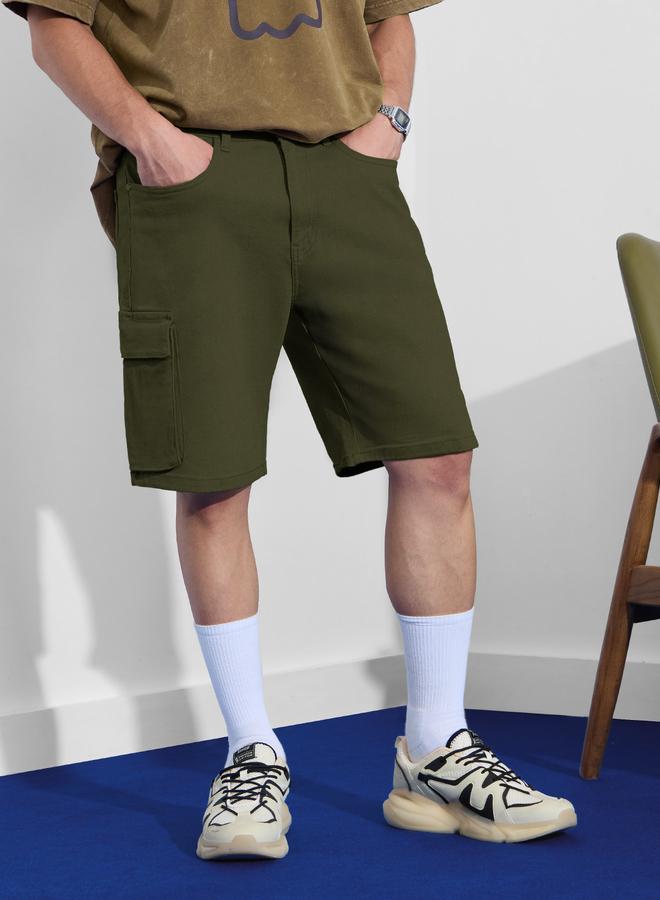 ذا سوليد ستور شورت كارجو دنيم سادة - Image 1