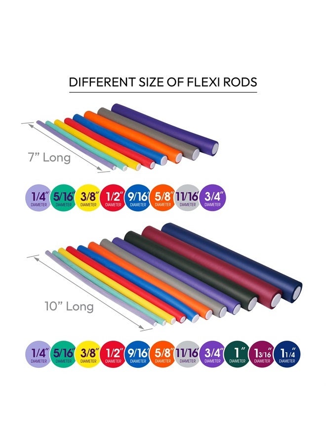 Red by Kiss Flexi Rods - Heatless Hair Curler for 90S Glamorous Bouncy Curls Beach Waves, No Slips, Sleep Styler (10" Length, 1" Diameter)