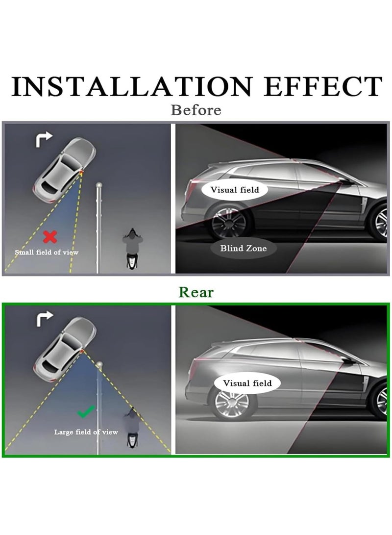 انسجام مجموعة من 2 مرآة للنقاط العمياء للسيارات، مرايا للنقاط العمياء للسيارات للحصول على صورة أكبر وتحسين السلامة المرورية، عصا قابلة للتعديل بزاوية واسعة للسيارات والسيارات الرياضية متعددة الاستخدامات والشاحنات - Image 5
