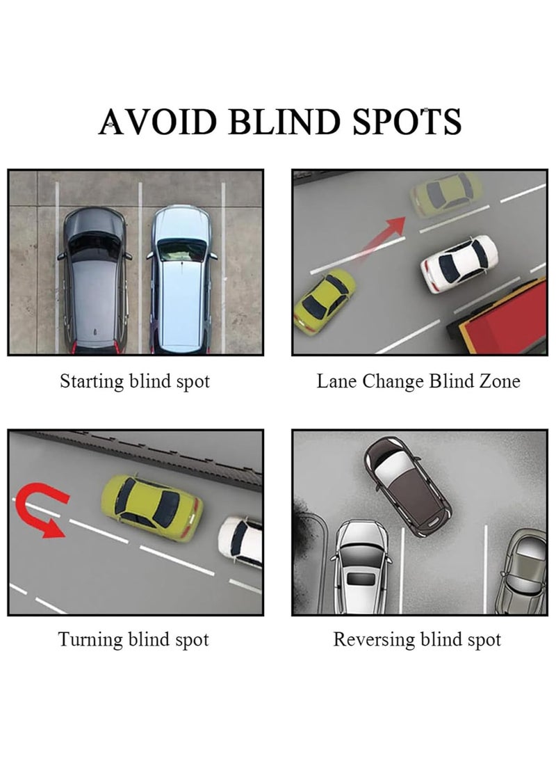 انسجام مجموعة من 2 مرآة للنقاط العمياء للسيارات، مرايا للنقاط العمياء للسيارات للحصول على صورة أكبر وتحسين السلامة المرورية، عصا قابلة للتعديل بزاوية واسعة للسيارات والسيارات الرياضية متعددة الاستخدامات والشاحنات - Image 4