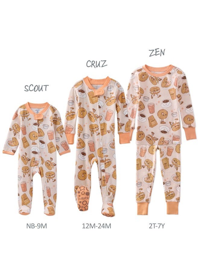 Butterblu baby-girls Cruz Snug-fit Footed Pajamas 100% Organic Cotton Zip Front Sleeper Pjs With Grippers for Baby Infant Girls, Boys​, Schmear, 18 Months - Image 4
