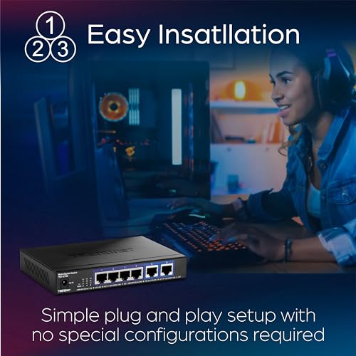 Trendnet مفتاح TRENDnet 6-Port 10G، 4 x 2.5G RJ-45 منافذ، 2 x 10G RJ-45 منافذ، سعة تبديل 60Gbps، قابل للتثبيت على الحائط، اتصالات شبكة 10 جيجابت، حماية مدى الحياة، أسود، TEG-S762 - Image 4