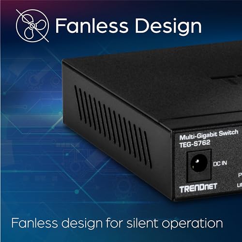 Trendnet مفتاح TRENDnet 6-Port 10G، 4 x 2.5G RJ-45 منافذ، 2 x 10G RJ-45 منافذ، سعة تبديل 60Gbps، قابل للتثبيت على الحائط، اتصالات شبكة 10 جيجابت، حماية مدى الحياة، أسود، TEG-S762 - Image 2