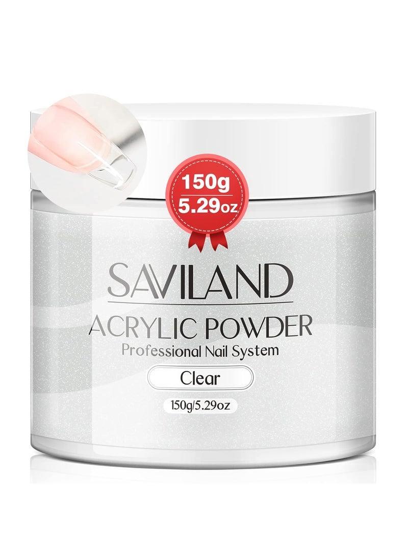 Saviland - Saviland Clear Acrylic Powder 5.29OZ Large Capacity Acrylic Nail Powder Polymer Beginner Friendly Long Lasting No Need Nail Lamp Professional Acrylic Powder for French Manicure Nail Carving - Image 1
