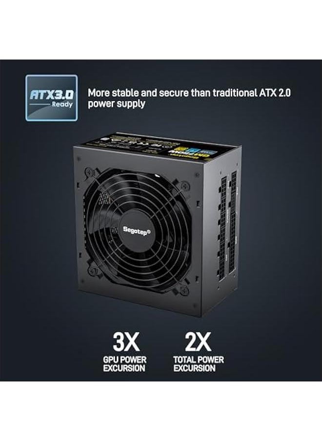 Arabest 750W Power Supply, 80 Plus Gold Modular PSU for NVIDIA and AMD GPU, Silent 120mm Fan, Japanese Electrolytic Capacitors.  - Image 3