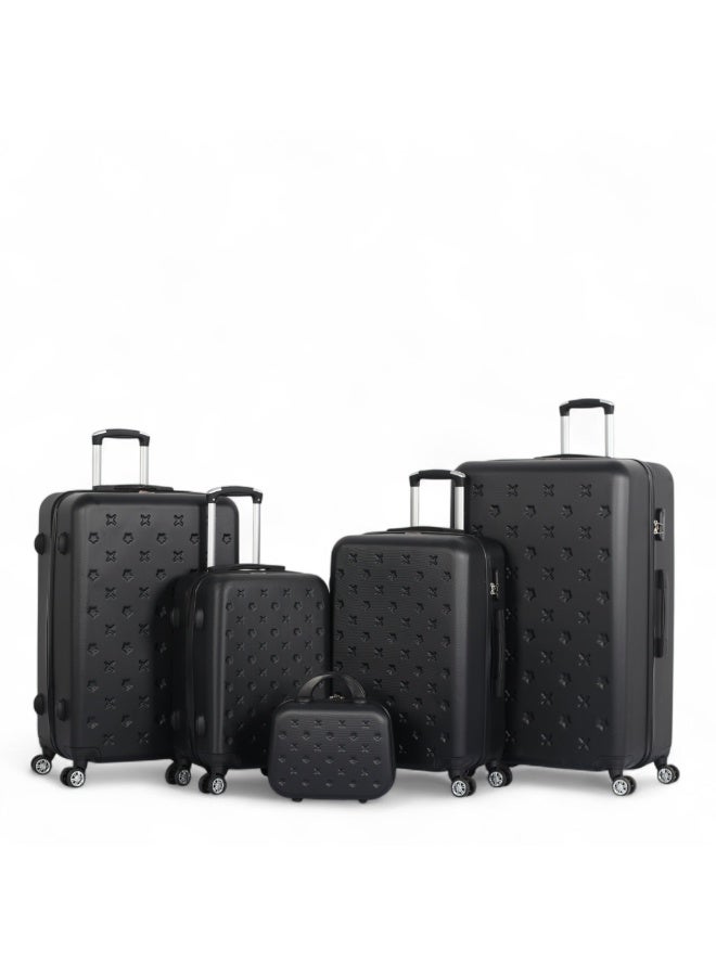 A 5-piece travel bag set in various sizes to meet all your needs, made of durable ABS plastic, featuring double wheels and a secure combination lock.