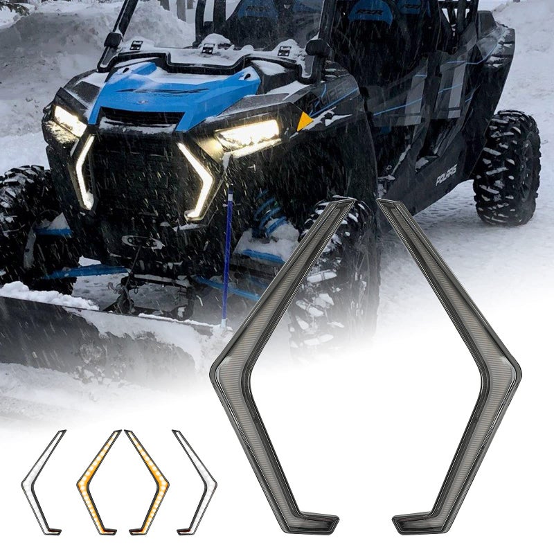 UNPIE RZR Fang Lights Compatible with Polaris RZR 1000XP 1000 XP 4 1000XP TurboXP 4 Turbo 2025 2024 2023 2022 2021 2020 2019 Replace288487 with White and Amber Turn Signal LED Light