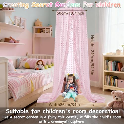 jiangcha Bed Canopy for Girls - Princess Bed Canopy - Crib Canopy for Boys and Girls Bedroom Decor, Suitable for Use in Cribs Canopy Bed Curtains (Pink) - Image 3
