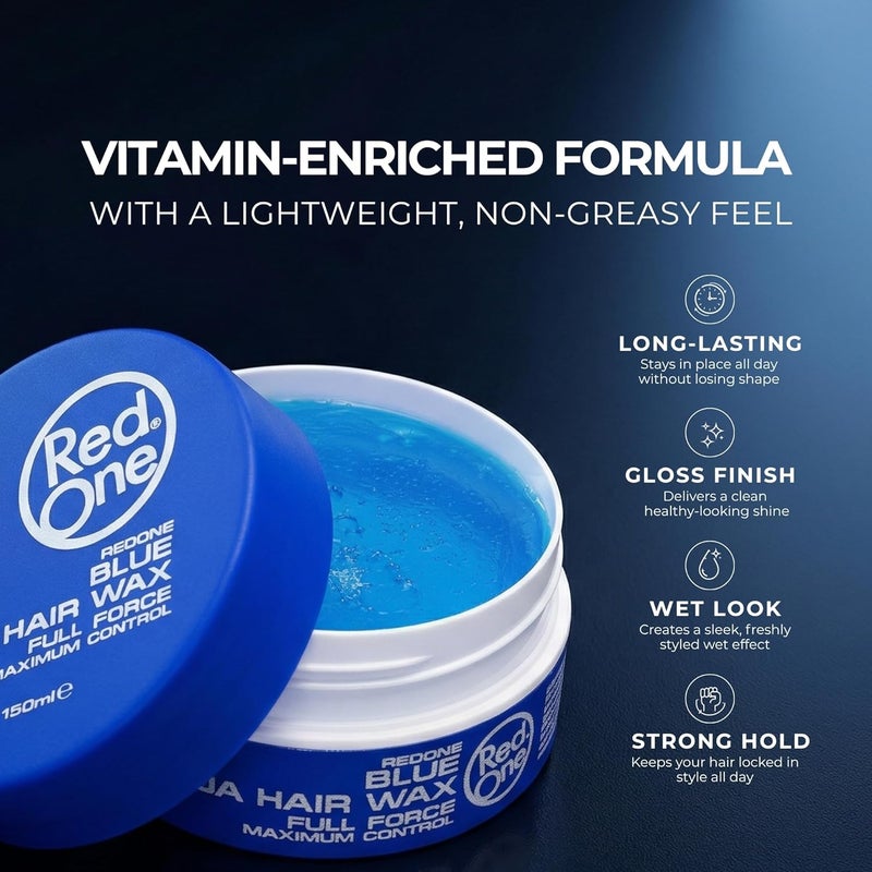 Redone Aquatic Hair Wax Blue 150 ml | Ultra Hold | Hair Wax for Men and Women | Chewing Gum Scented | Maximum Control - Image 2