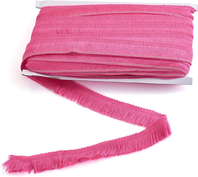 Mega Pet MegaPet Hot Pink Polyester Fringe Tassel Lace Trim 1 Inch x 82 Feet Chainette Fringe Fibre Trim Ribbons for Sewing Quilting Lampshade Curtain Decoration - Image 1