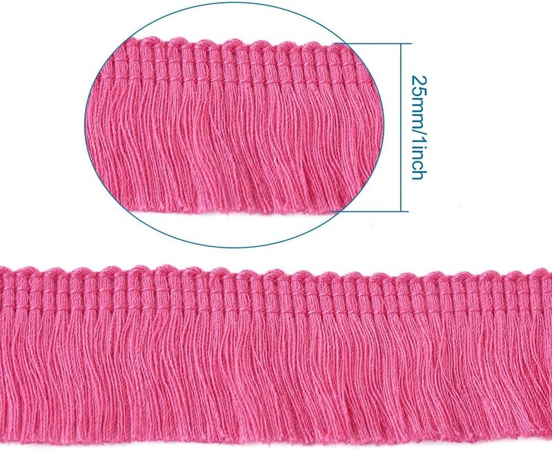 Mega Pet MegaPet Hot Pink Polyester Fringe Tassel Lace Trim 1 Inch x 82 Feet Chainette Fringe Fibre Trim Ribbons for Sewing Quilting Lampshade Curtain Decoration - Image 2