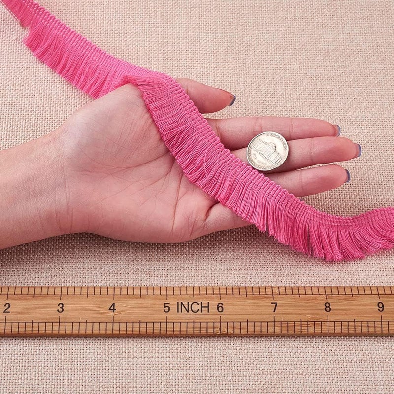 Mega Pet MegaPet Hot Pink Polyester Fringe Tassel Lace Trim 1 Inch x 82 Feet Chainette Fringe Fibre Trim Ribbons for Sewing Quilting Lampshade Curtain Decoration - Image 3