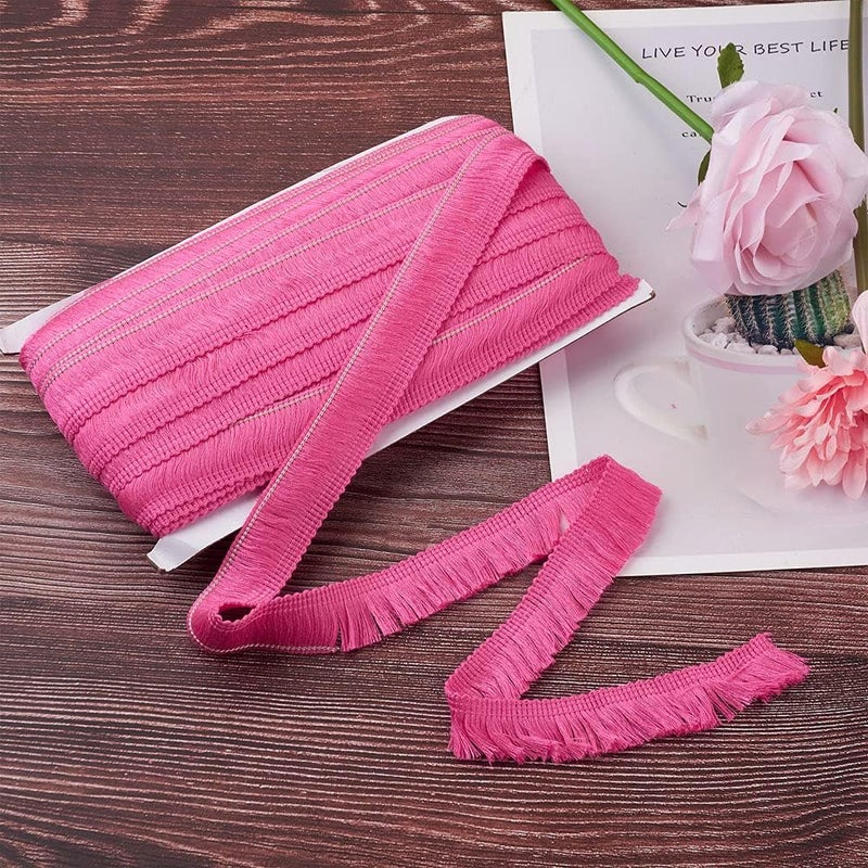 Mega Pet MegaPet Hot Pink Polyester Fringe Tassel Lace Trim 1 Inch x 82 Feet Chainette Fringe Fibre Trim Ribbons for Sewing Quilting Lampshade Curtain Decoration - Image 4