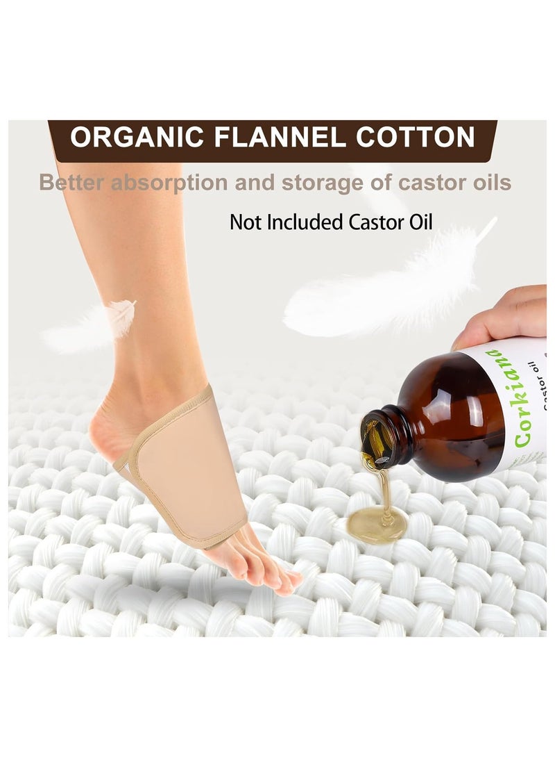 general Castor Oil Patch, 2 Piece Castor Oil Foot Pack Kit, Castor Oil Not Included, Reusable Organic Cotton Flannel Castor Oil Pack Wrapped with Hook and Loop Strips to Aid in Sleeping - Image 2