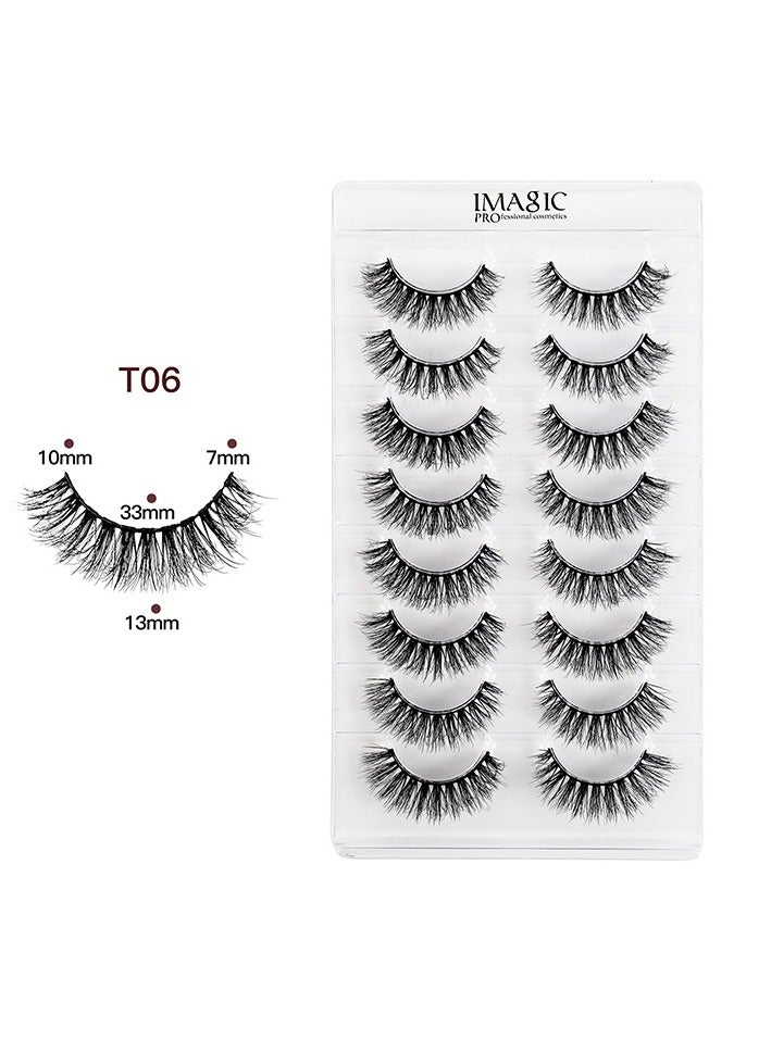 IMAGIC 8-Pair 3D False Eyelashes – Natural & Dramatic Volume, Lightweight Reusable Lashes, Soft Wispy Handmade Lashes for Daily Wear & Party Makeup (T06) - Image 5