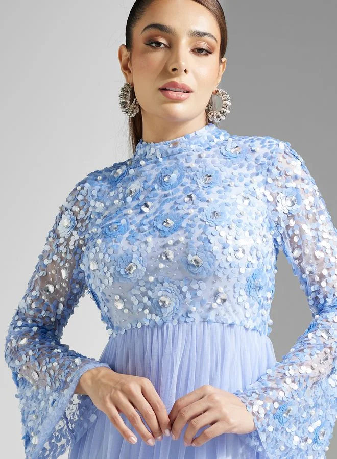 Amelia Rose Embellished Chiffon Dress