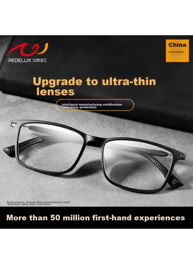 Sunset Red Reading Gl For Men, Classic Full-frame High-definition Anti-blue Light Fashionable Gl For Women E9088 Black 200 Degrees - Image 1