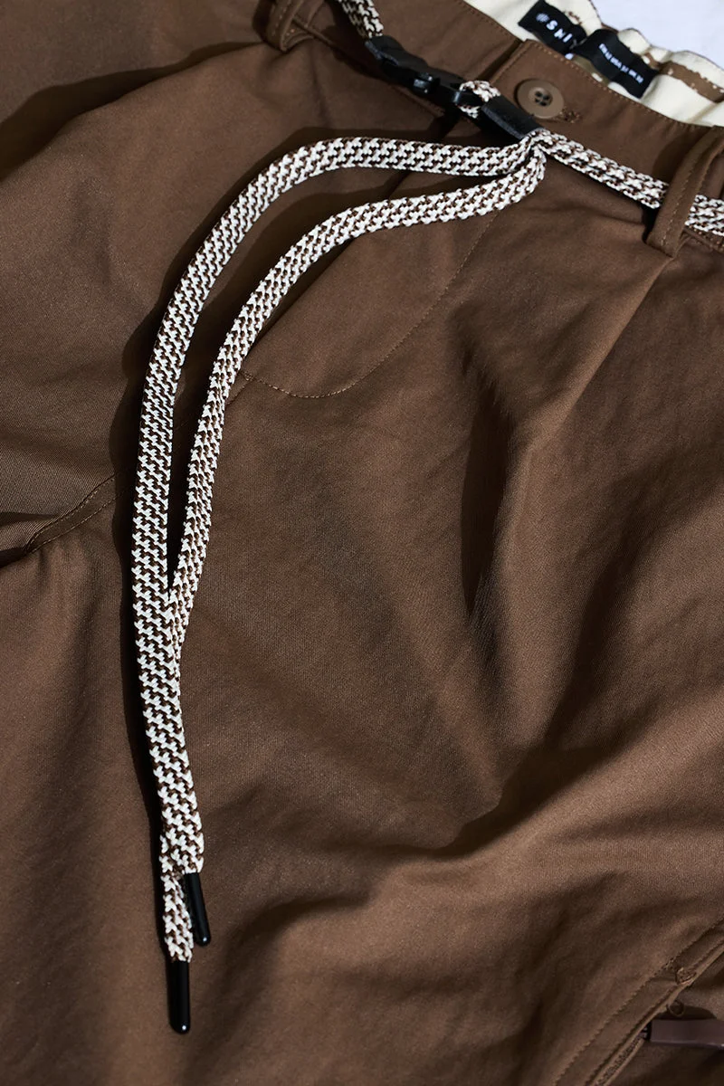 سنيتش Brown Solid Relaxed Streetwear Trousers