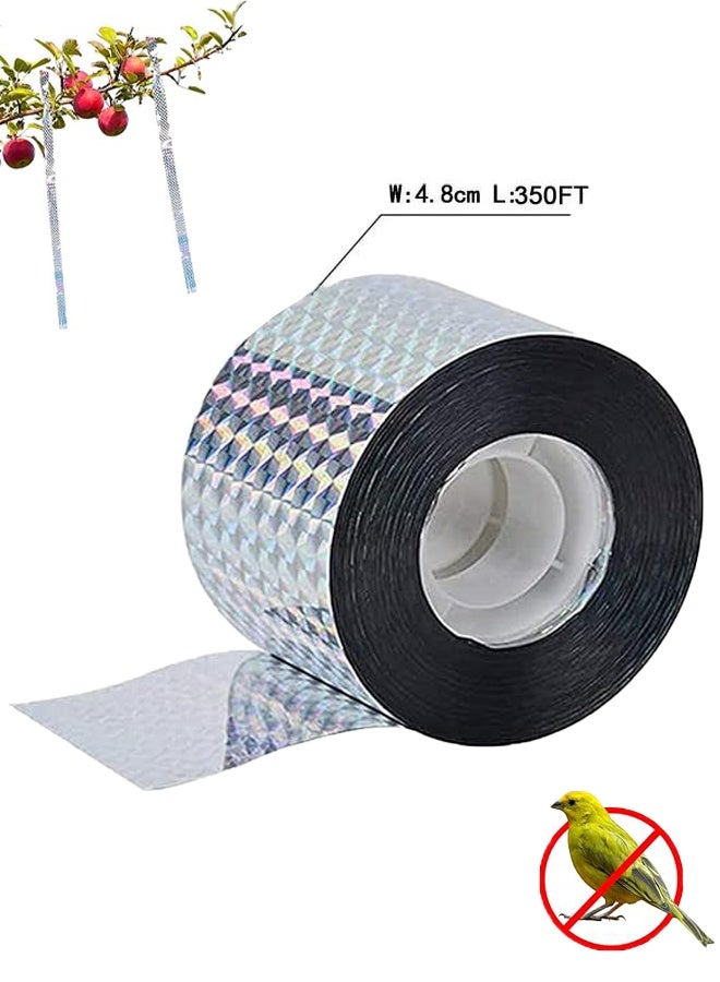 FULI شريط طارد للطيور، جهاز طارد رادع عاكس، مزدوج الجوانب شريط طارد للطيور -4.8 سم *350 قدم - Image 1
