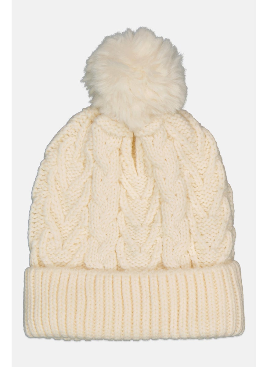 GAP Kids Girl Knitted Pom Pom Bennie, Off White 