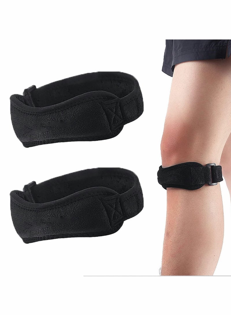 Excefore Patella Knee Strap 2 Pack Knee Patella Support Brace for Running Pain Relief Adjustable Neoprene Knee Compression Patellar Tendon Support Strap for Weightlifting Working Out, -Black - Image 1