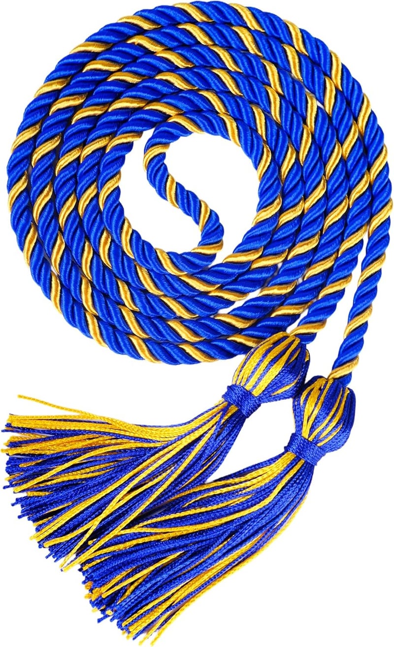 UIALECG Graduation Honor Cords, 68" Long (Royal Blue/Gold) - Image 1