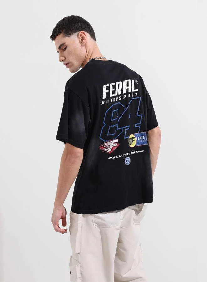 The Indian Garage Co Men Relaxed Fit Graphic Printed Crew Neck Half Sleeves T-Shirt