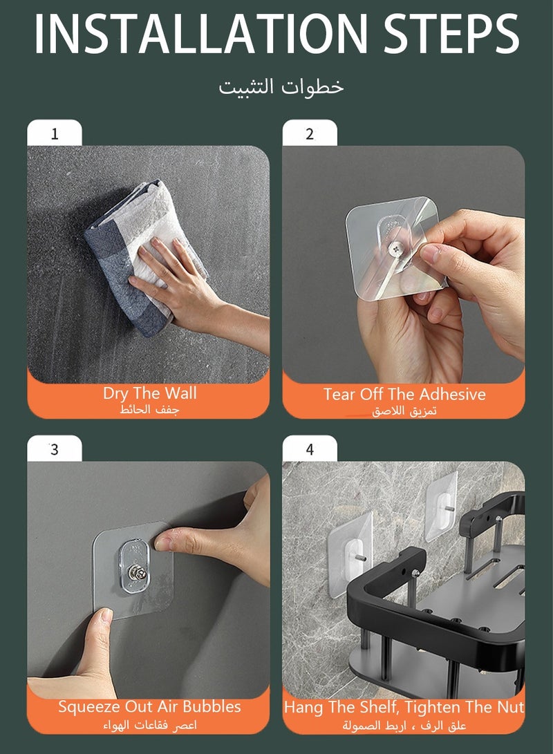 UNUNS Wall Mounts Storage Rack,2 Pack Bathroom Shelf With Towel Bar,Bathroom Storage Organizer Black - Image 3