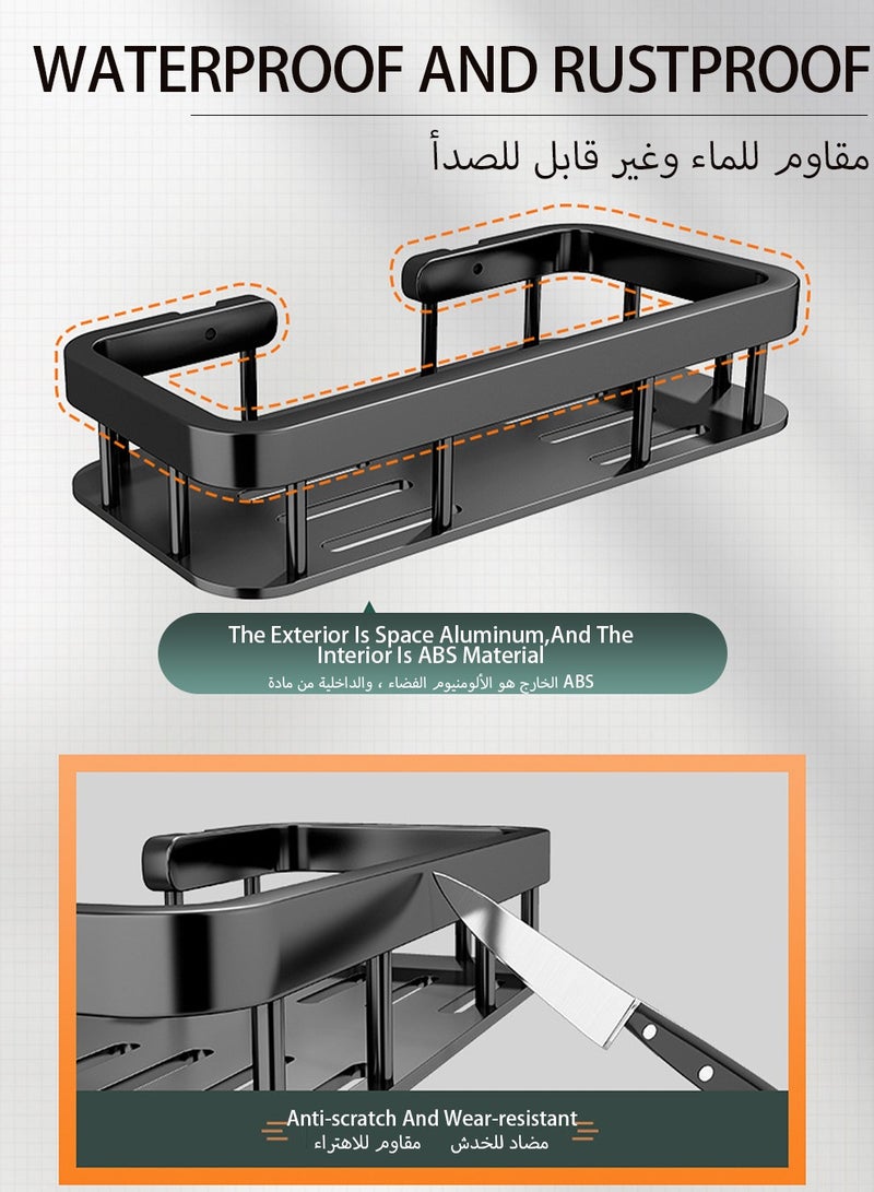 UNUNS Wall Mounts Storage Rack,2 Pack Bathroom Shelf With Towel Bar,Bathroom Storage Organizer Black - Image 4