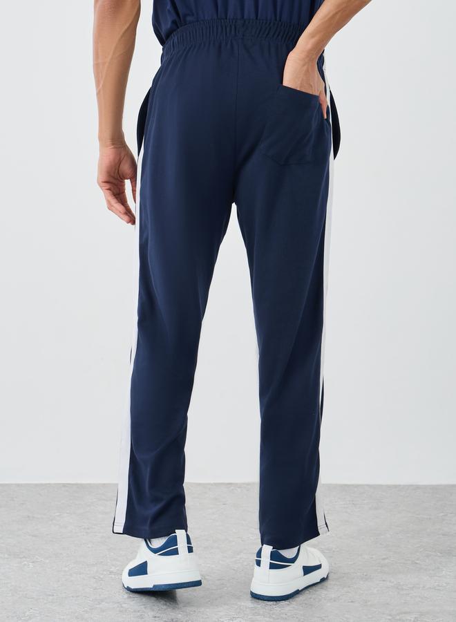 Styli Men Navy Blue Relaxed Fit Side Tape Joggers - Image 4