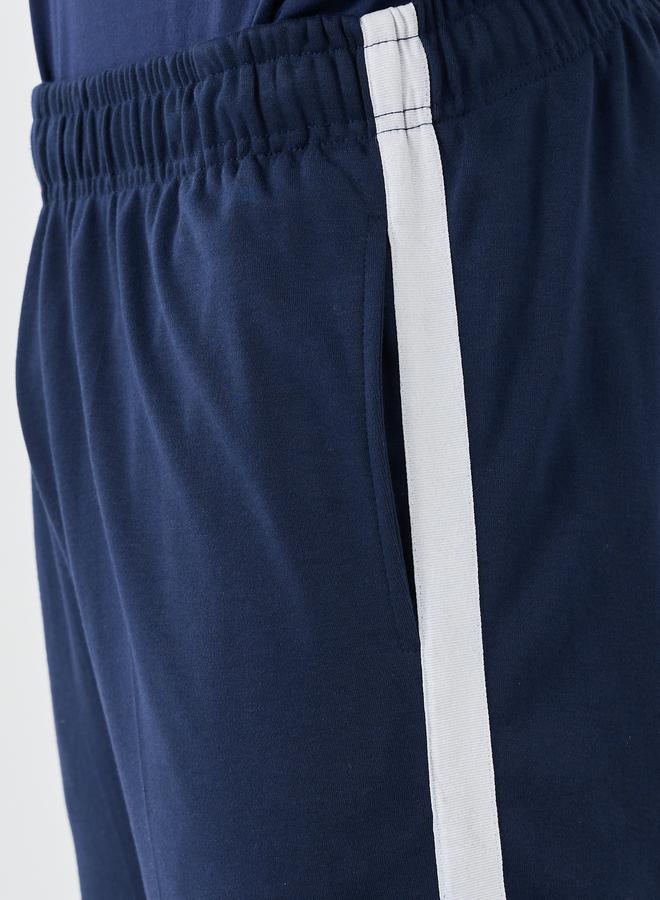 Styli Men Navy Blue Relaxed Fit Side Tape Joggers - Image 3