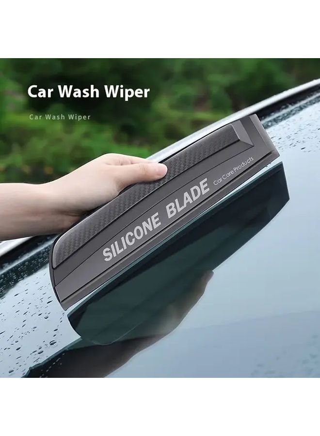 Soft Silicone Car Window Wiper Blade Scratch Free Water Stain Remover No Residue Gloss Black Ergonomic Handle Car Windshield Cleaner Squeegee Shower Door Mirror Home Use Window Tint Tool Windscreen Cleaner Ppf Tool Car Accessories - Image 2
