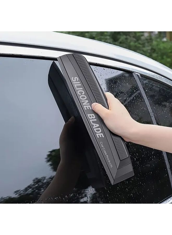 Soft Silicone Car Window Wiper Blade Scratch Free Water Stain Remover No Residue Gloss Black Ergonomic Handle Car Windshield Cleaner Squeegee Shower Door Mirror Home Use Window Tint Tool Windscreen Cleaner Ppf Tool Car Accessories - Image 1