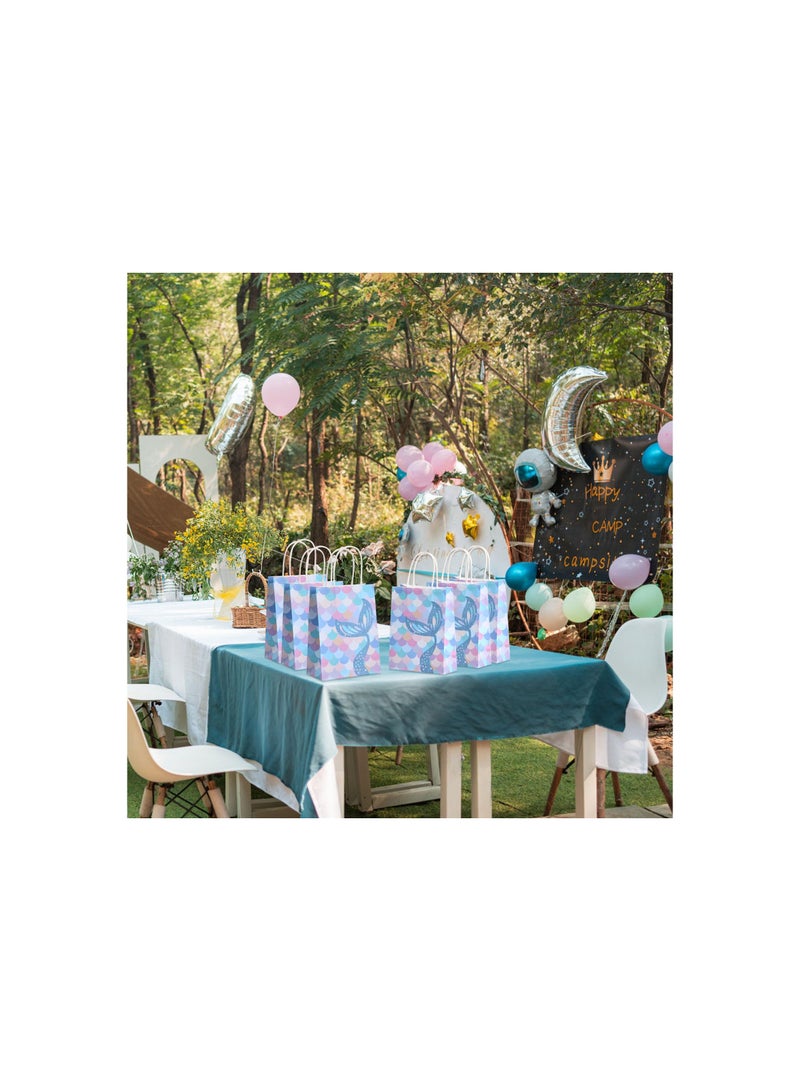 SOLARAE Mermaid-Themed Small Paper Gift Bags with Handles, Colorful Kraft Party Bags for Kids' Birthdays, Weddings, Graduations, and Celebrations (Set of 12) - Image 5