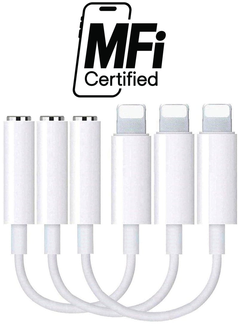 Generic 3 Pack Lightning to 3.5 mm Headphone Jack Adapter, Apple MFi Certified Veetone iPhone Audio Dongle Cable Earphones Headphones Converter Compatible with iPhone 12/12 Pro/11/11 Pro/SE/X XR XS XS Max 8 7  - Image 1