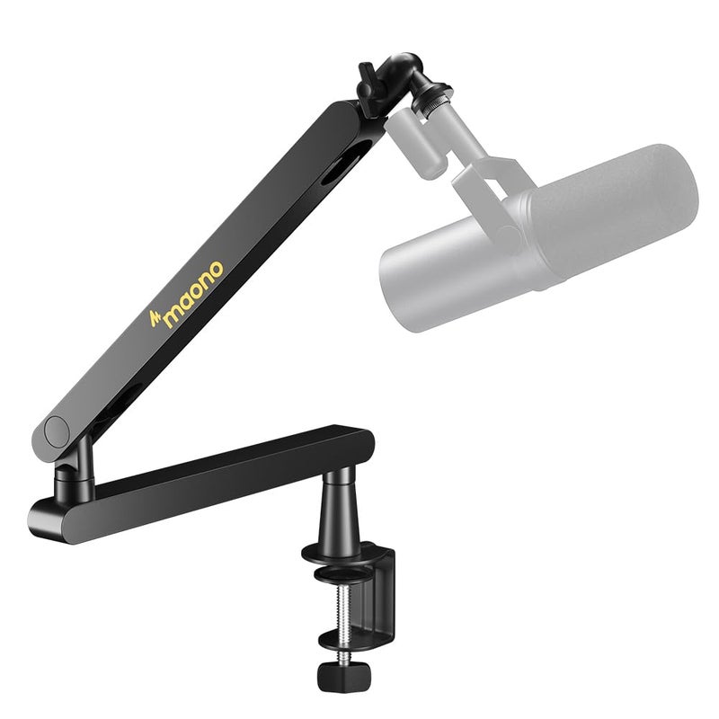 MAONO Microphone Boom Arm, Low Profile Mic Arm with Cable Management Channels, Desk Mount Clamp, Fully Adjustable, Heavy Duty Mic Stand for Podcast Studio Streaming (BA92 Black) - Image 1
