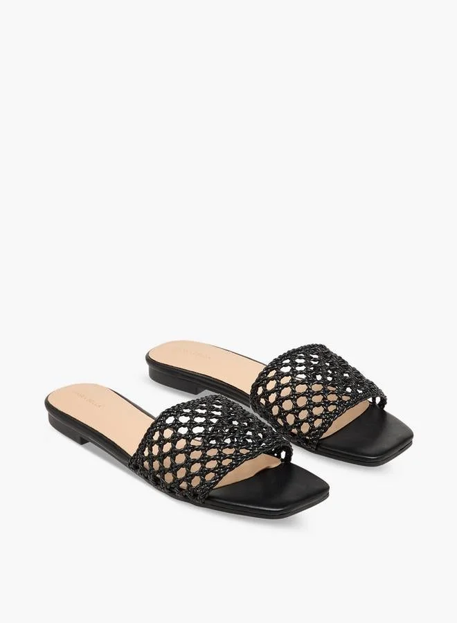 Flora Bella By Shoexpress BLACK Women Slip-On Sandals for Women | Best Price UAE