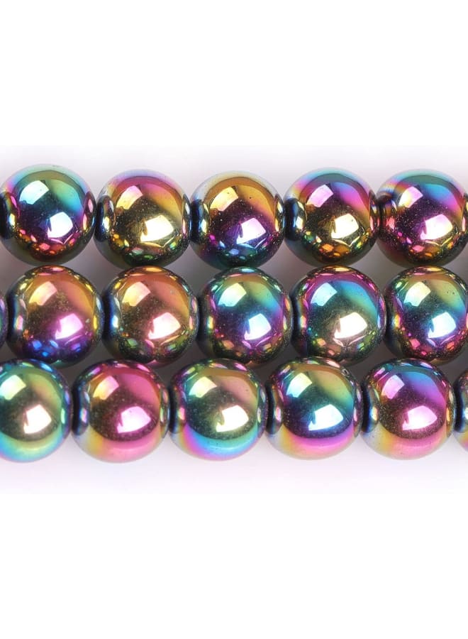 Natural 10mm Non-Magnetic Multicolor Metallic Coated Hematite Round Gemstone Semi Precious Loose Beads for Jewellery Making 15'' - Image 3