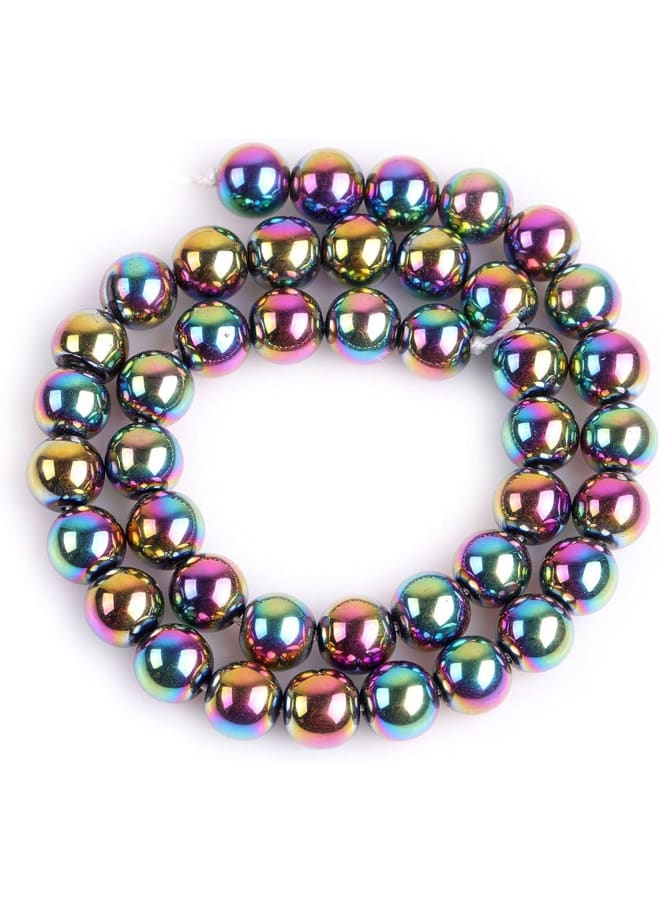 Natural 10mm Non-Magnetic Multicolor Metallic Coated Hematite Round Gemstone Semi Precious Loose Beads for Jewellery Making 15'' - Image 5
