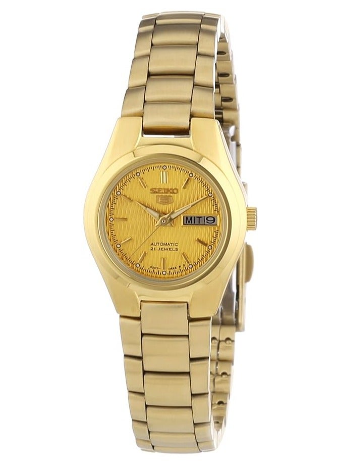 Seiko 5 SYMC18K1 Automatic 21 Jewels Ladies Gold Tone Stainless Steel - Image 1