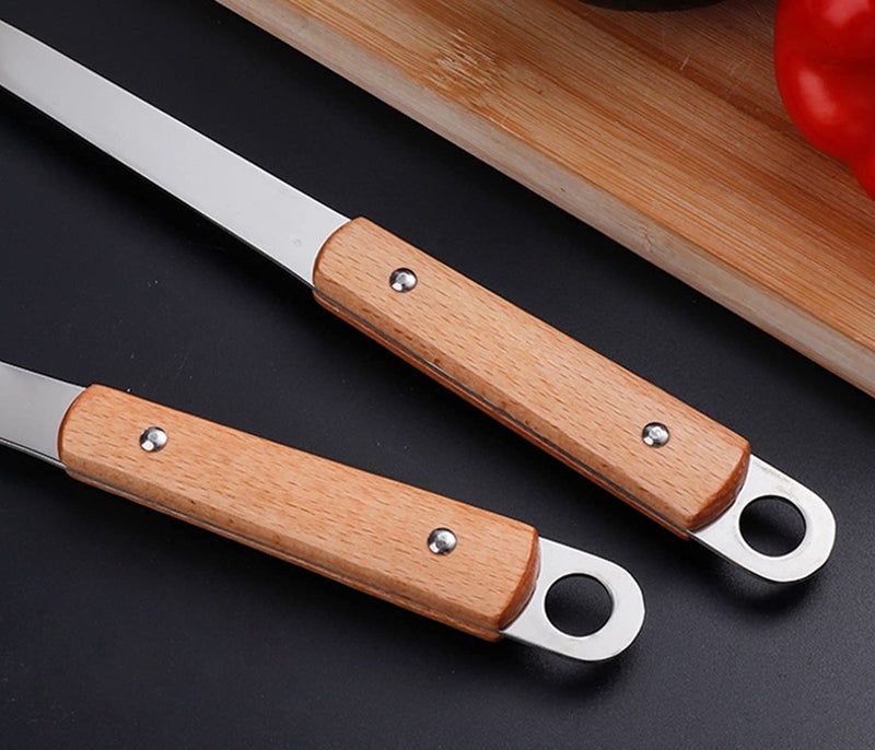 DANSR DANSR Spatula Ladle Wok Tool Set Metal Soup Ladle Stainless Steel Wok Spoon Spatula Set with Wooden Handle14 Inch  - Image 3